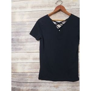 Victoria's Secret PINK Black Strappy V-Neck Tee
